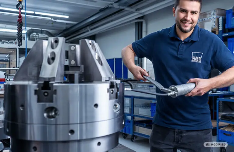 Chuck Assembly: 4-Jaw Chuck at EMAG Production