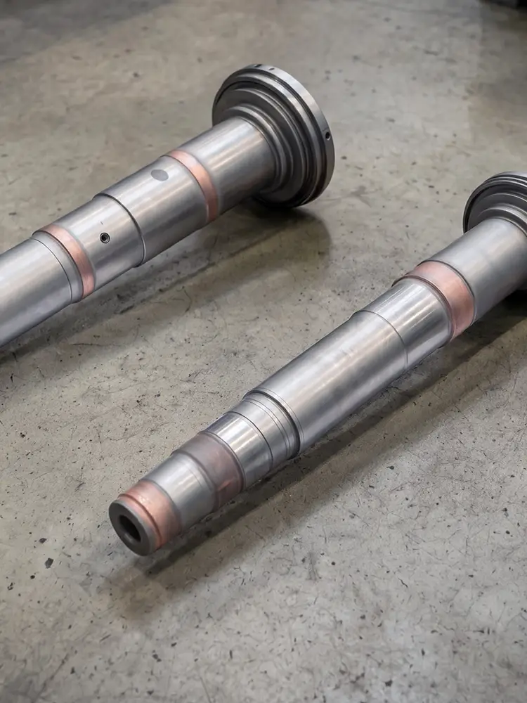 Hardened spindles after plasma nitriding.
